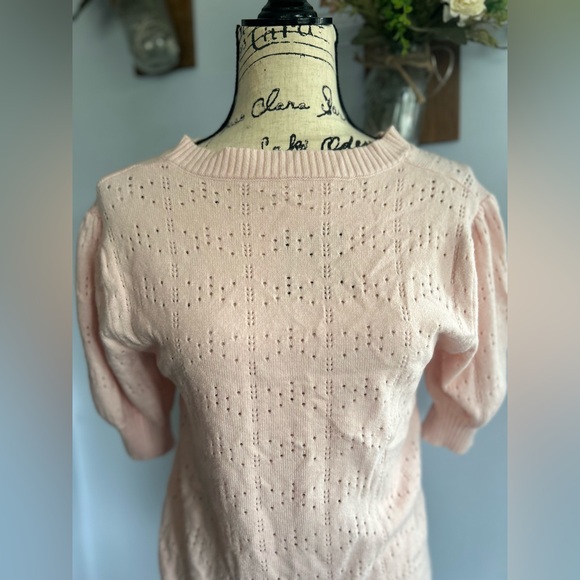 Vintage blouse viscose crotchet knitted soft stretchy cottagecore grandma core - Picture 3 of 10